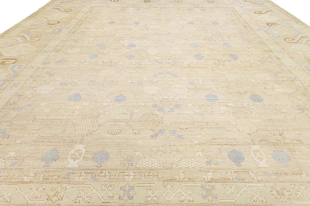 Modern Khotan Wool Rug 17 X 21