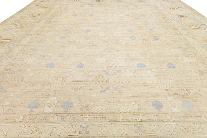 Modern Khotan Wool Rug 17 X 21