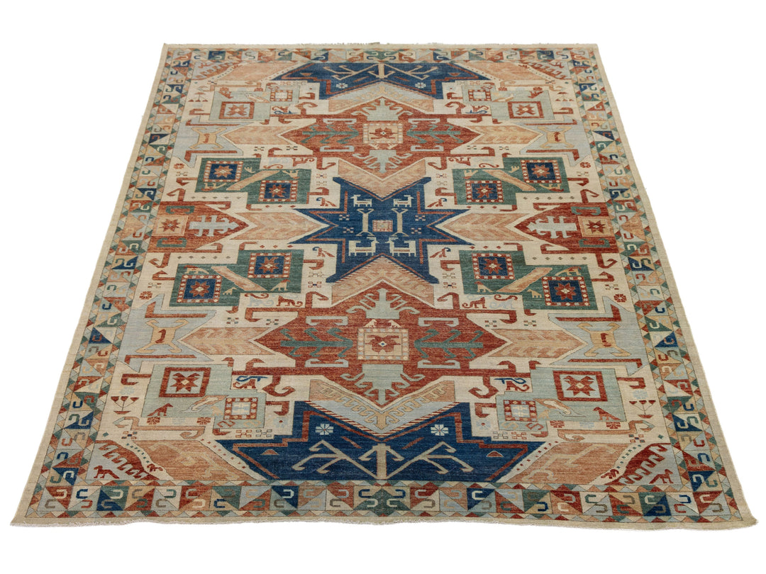 Modern Kazak Wool Rug 10 X 14