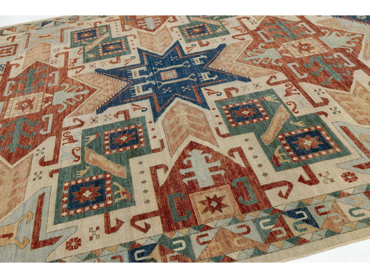 Modern Kazak Wool Rug 10 X 14