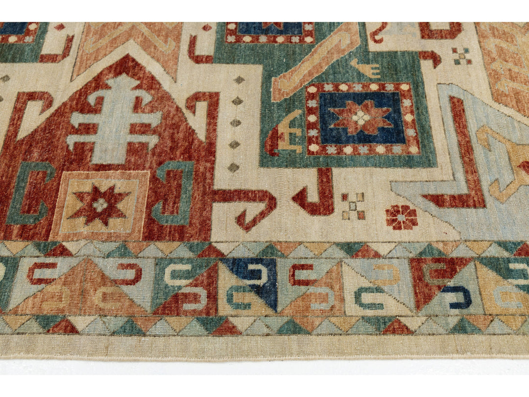Modern Kazak Wool Rug 10 X 14