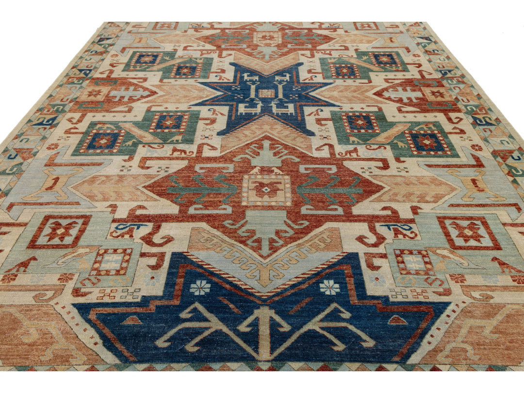 Modern Kazak Wool Rug 10 X 14