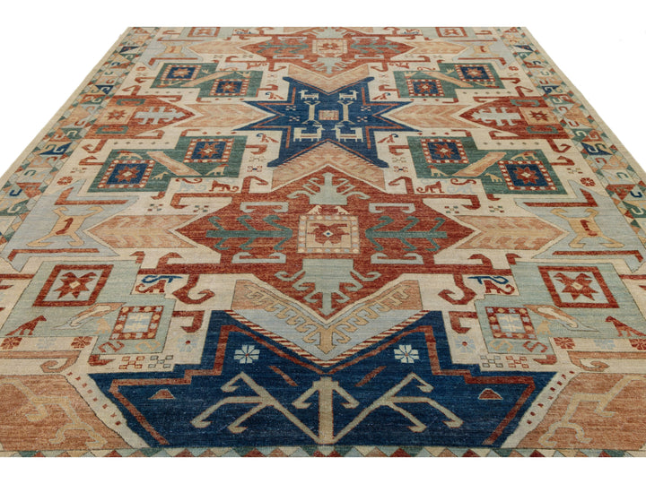 Modern Kazak Wool Rug 10 X 14