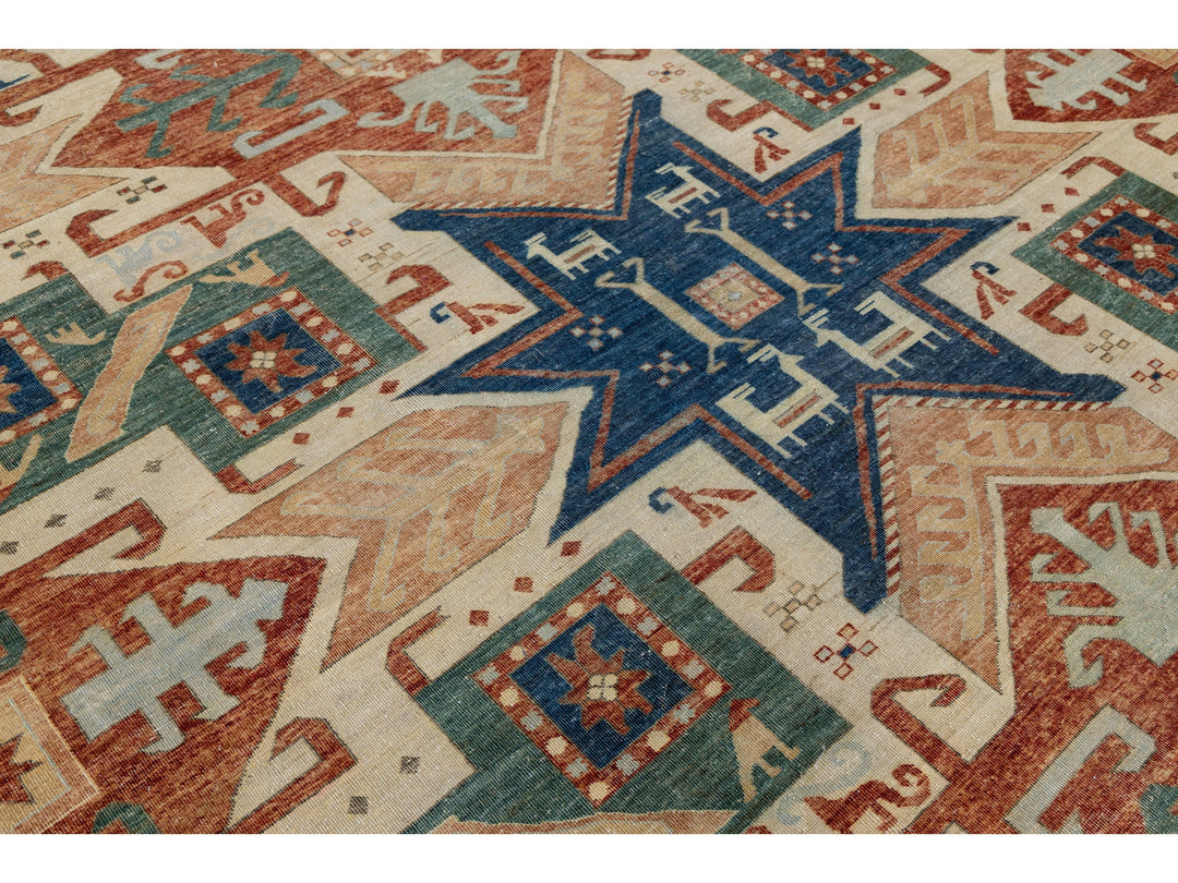 Modern Kazak Wool Rug 10 X 14