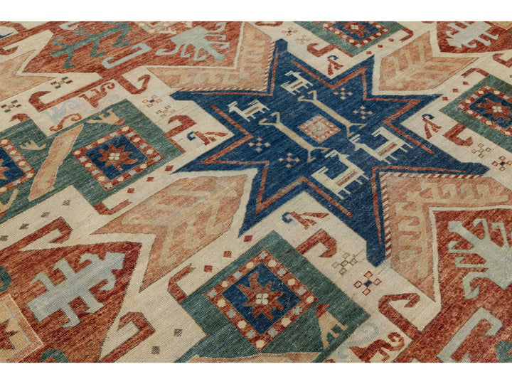 Modern Kazak Wool Rug 10 X 14
