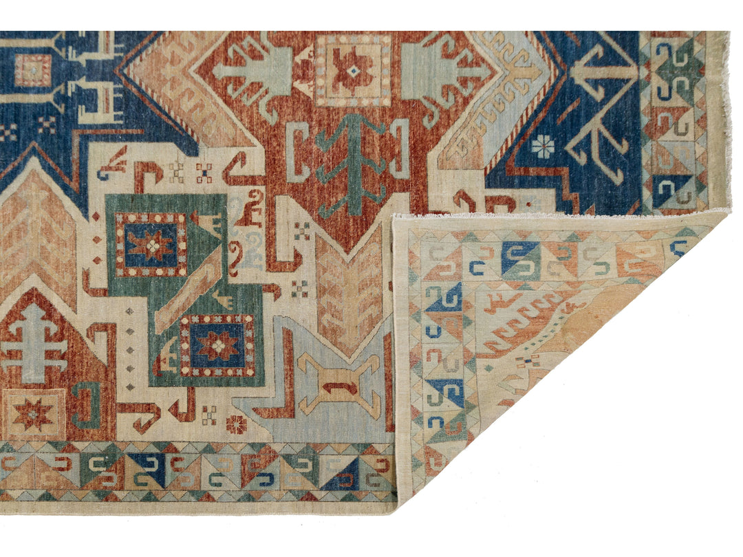 Modern Kazak Wool Rug 10 X 14