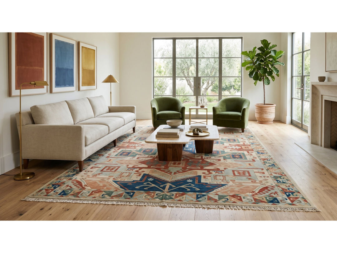 Modern Kazak Wool Rug 10 X 14