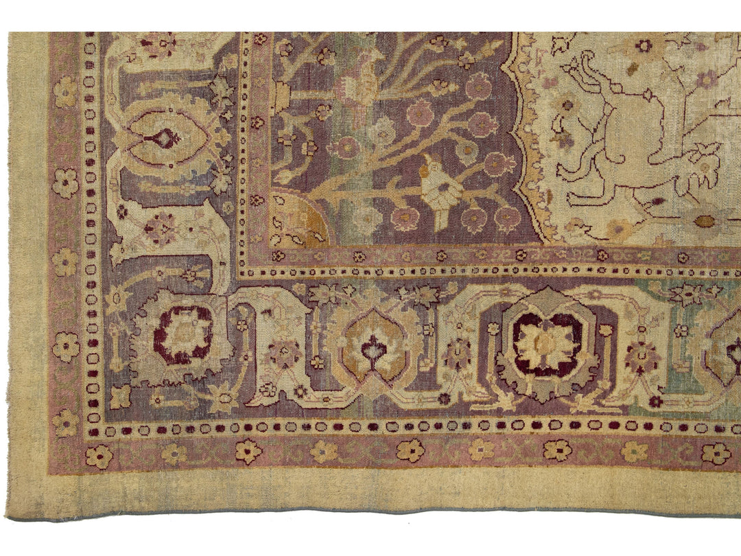 Antique Agra Wool Rug 10 X 21