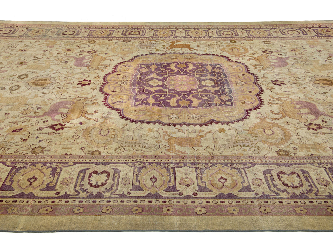 Antique Agra Wool Rug 10 X 21