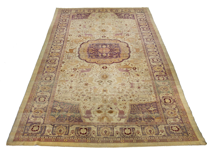 Antique Agra Wool Rug 10 X 21