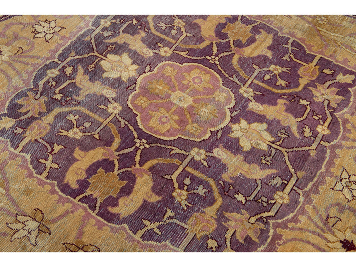 Antique Agra Wool Rug 10 X 21