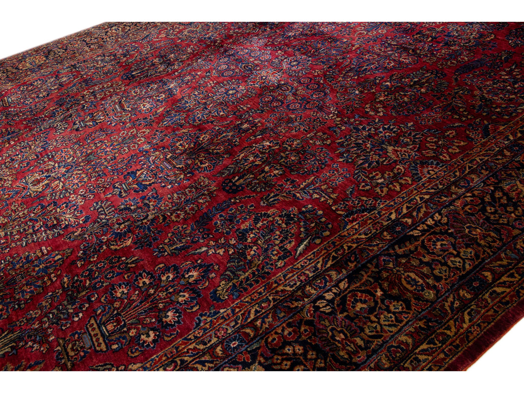 Antique Sarouk Wool Rug 11 X 20