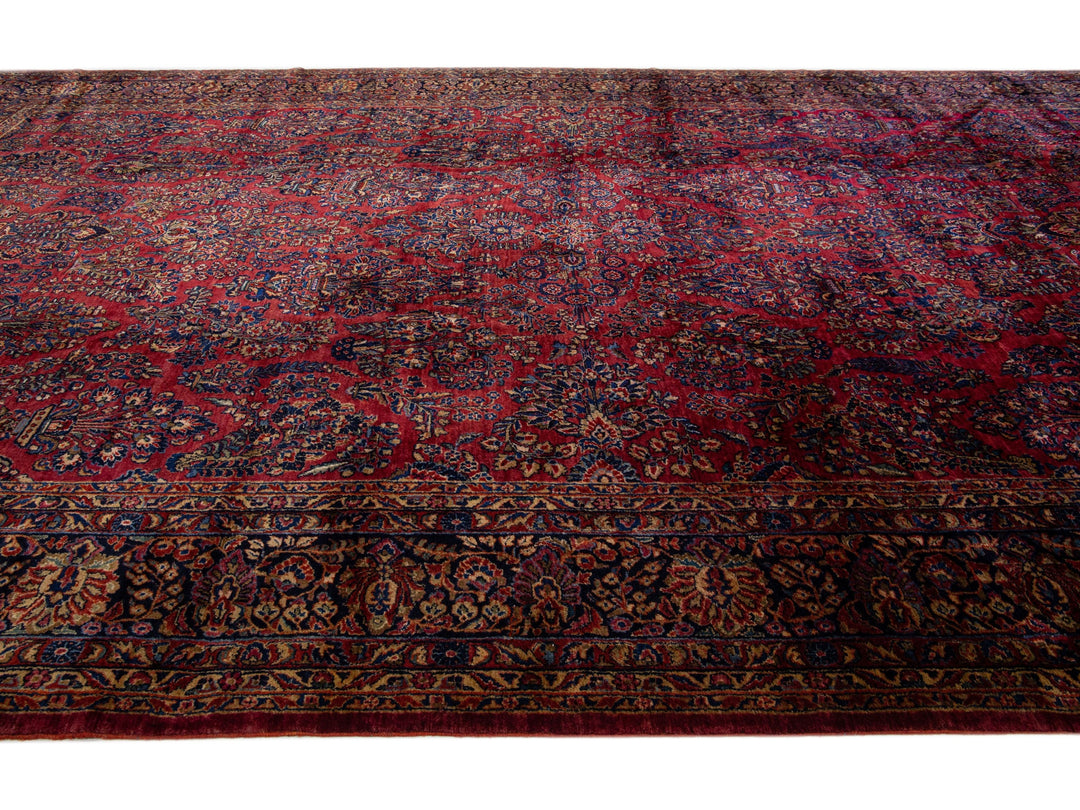 Antique Sarouk Wool Rug 11 X 20