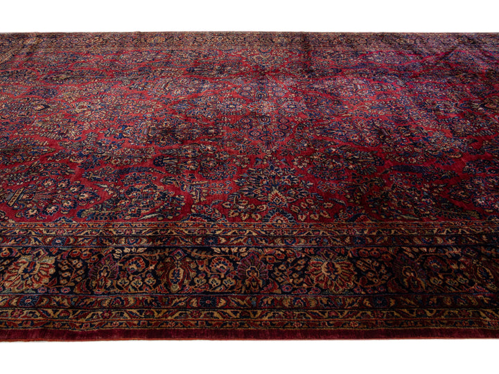 Antique Sarouk Wool Rug 11 X 20