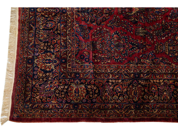 Antique Sarouk Wool Rug 11 X 20