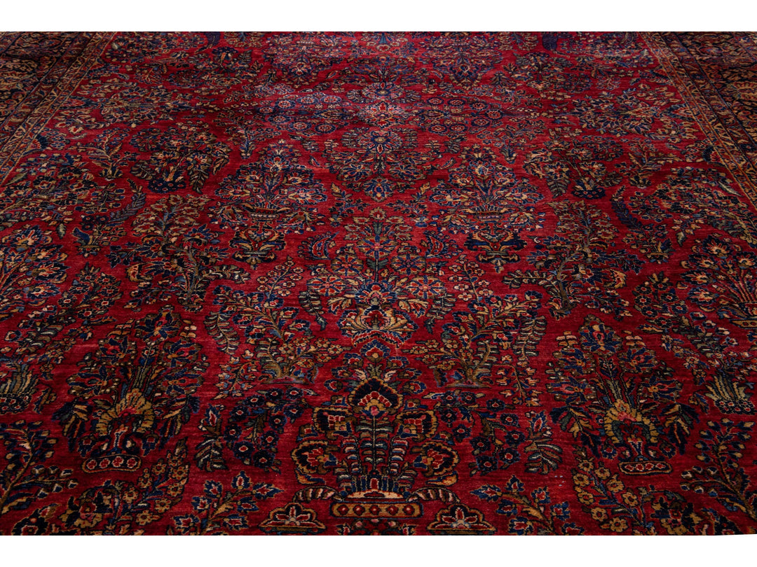 Antique Sarouk Wool Rug 11 X 20