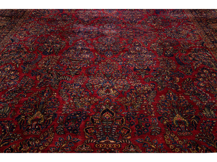 Antique Sarouk Wool Rug 11 X 20