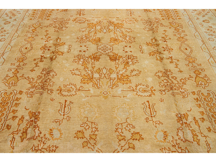 Antique Turkish Oushak Wool Rug 9 X 13