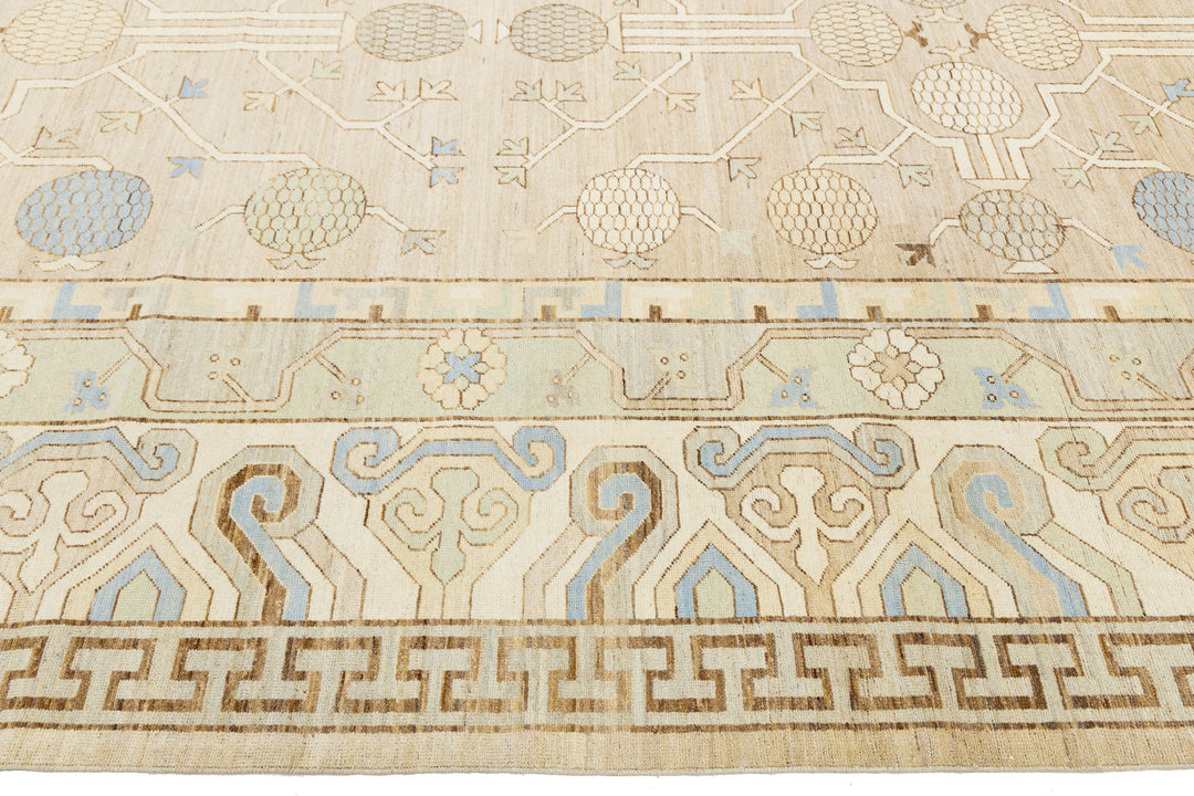 Modern Khotan Wool Rug 14 X 18