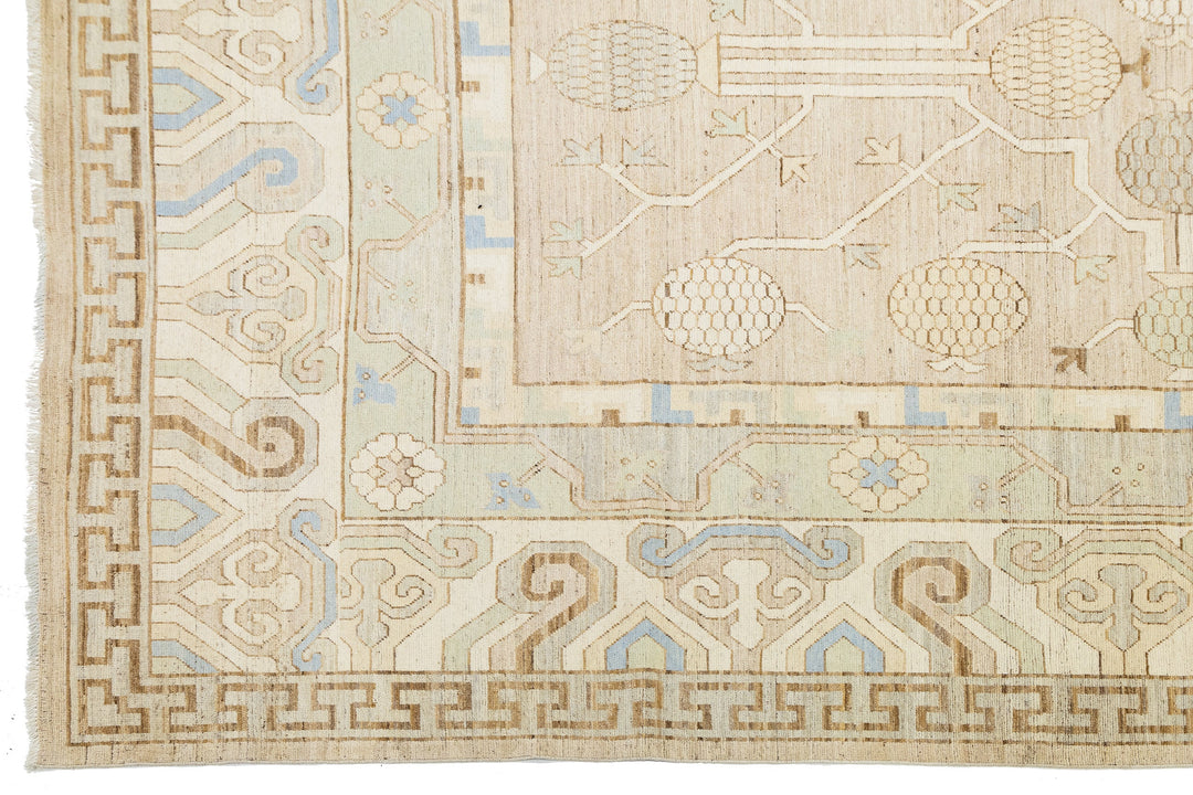 Modern Khotan Wool Rug 14 X 18