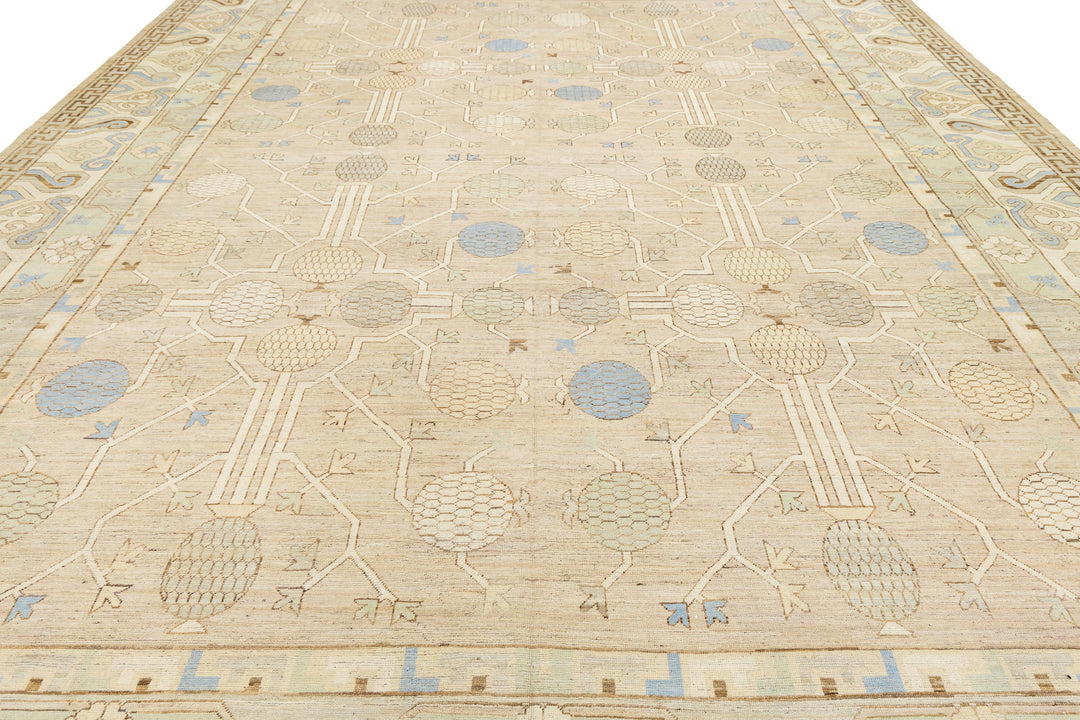 Modern Khotan Wool Rug 14 X 18
