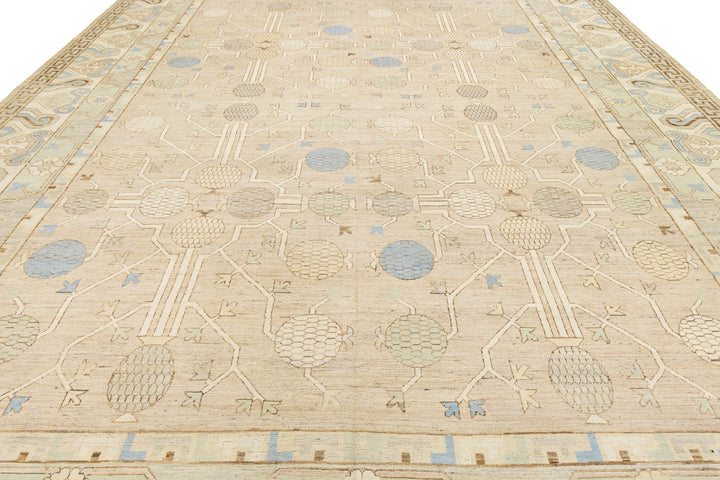 Modern Khotan Wool Rug 14 X 18