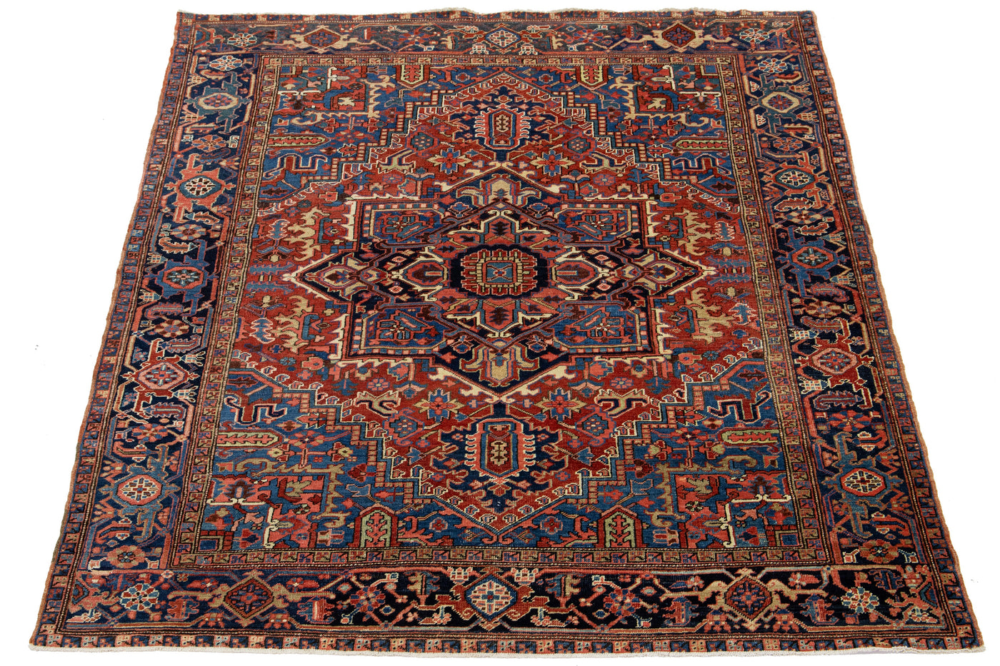 Antique Heriz Wool Rug 7 X 9