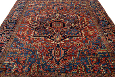 Antique Heriz Wool Rug 7 X 9