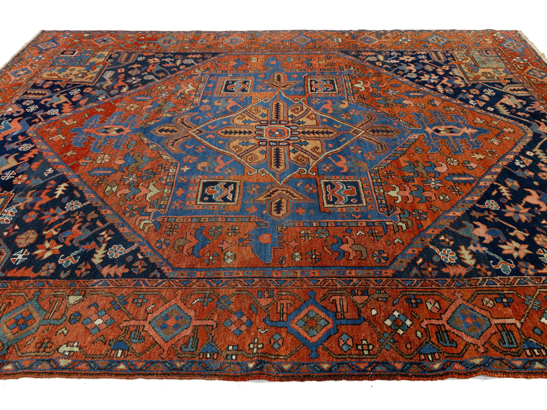 Antique Serapi Wool Rug 9 X 13