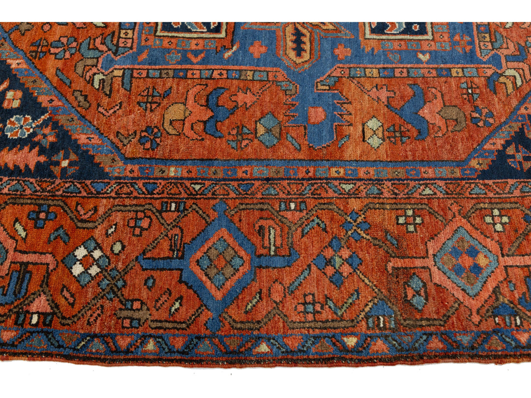 Antique Serapi Wool Rug 9 X 13