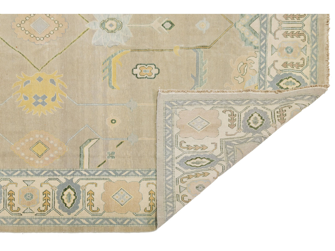 Modern Oushak Wool Rug 11 X 15