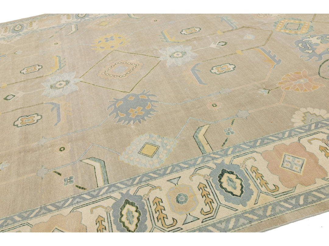 Modern Oushak Wool Rug 11 X 15