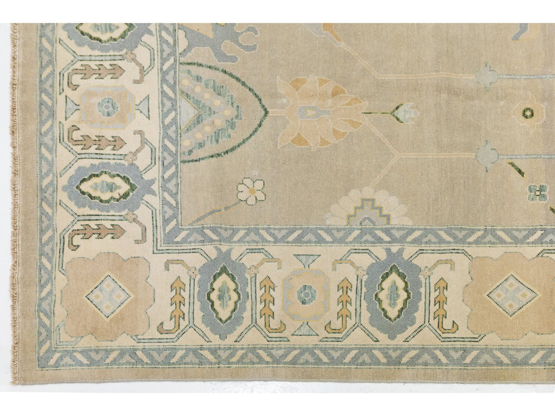 Modern Oushak Wool Rug 11 X 15