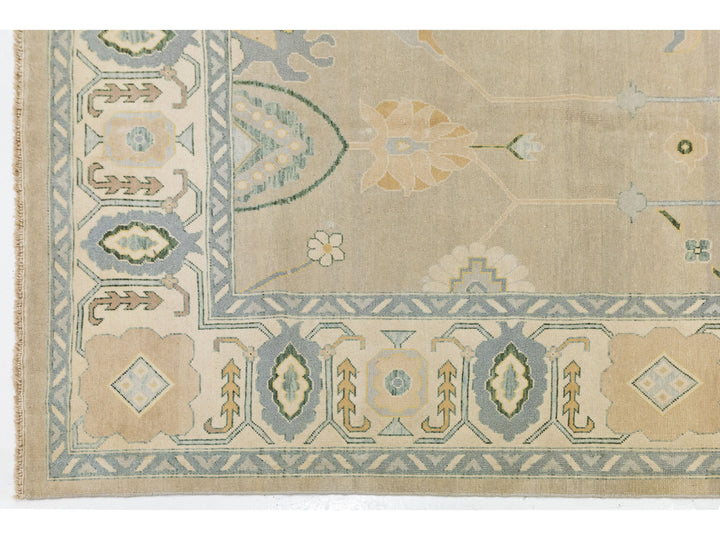 Modern Oushak Wool Rug 11 X 15