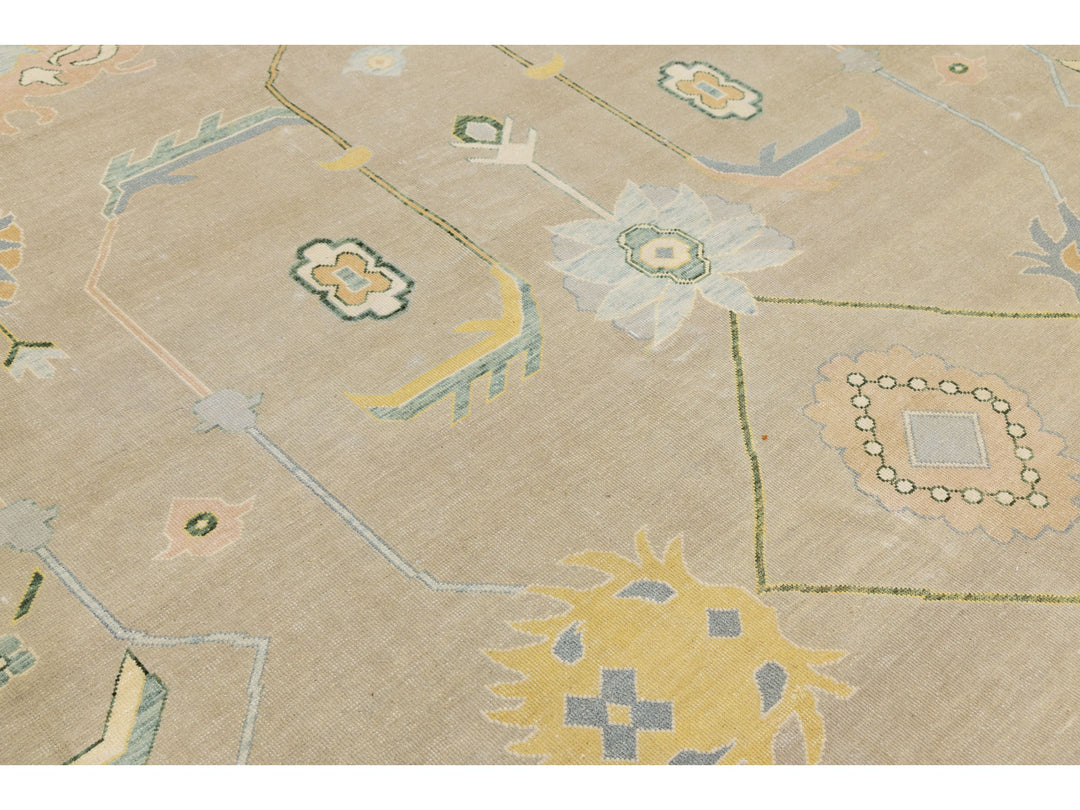 Modern Oushak Wool Rug 11 X 15