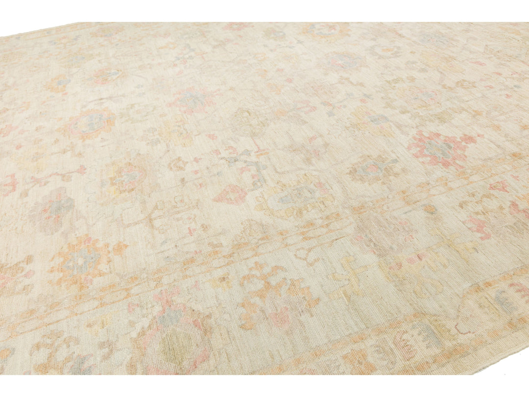 Modern Oushak Wool Rug 14 X 18