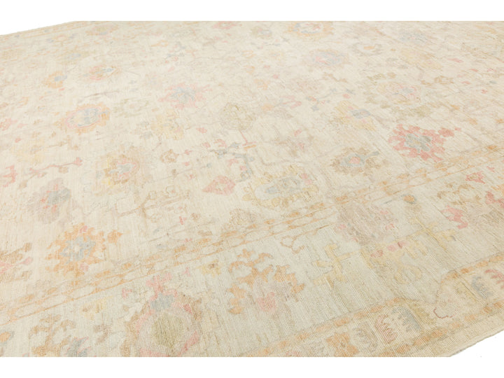 Modern Oushak Wool Rug 14 X 18