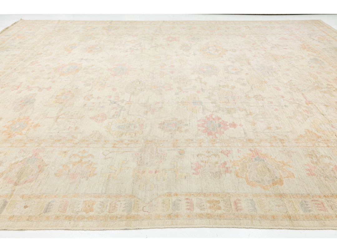 Modern Oushak Wool Rug 14 X 18
