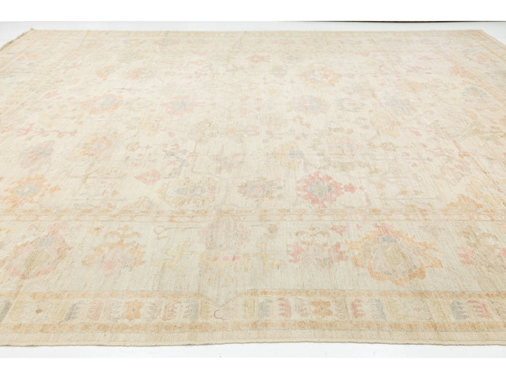 Modern Oushak Wool Rug 14 X 18