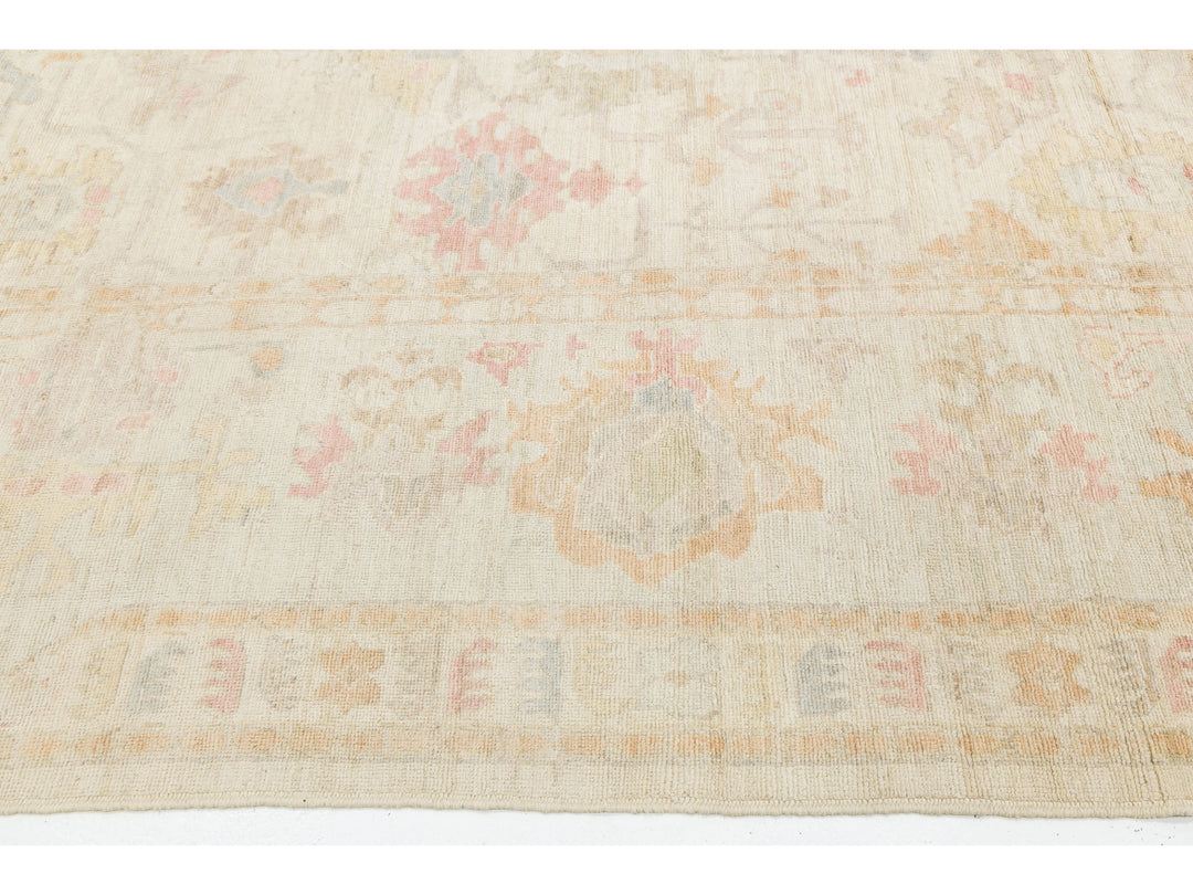 Modern Oushak Wool Rug 14 X 18