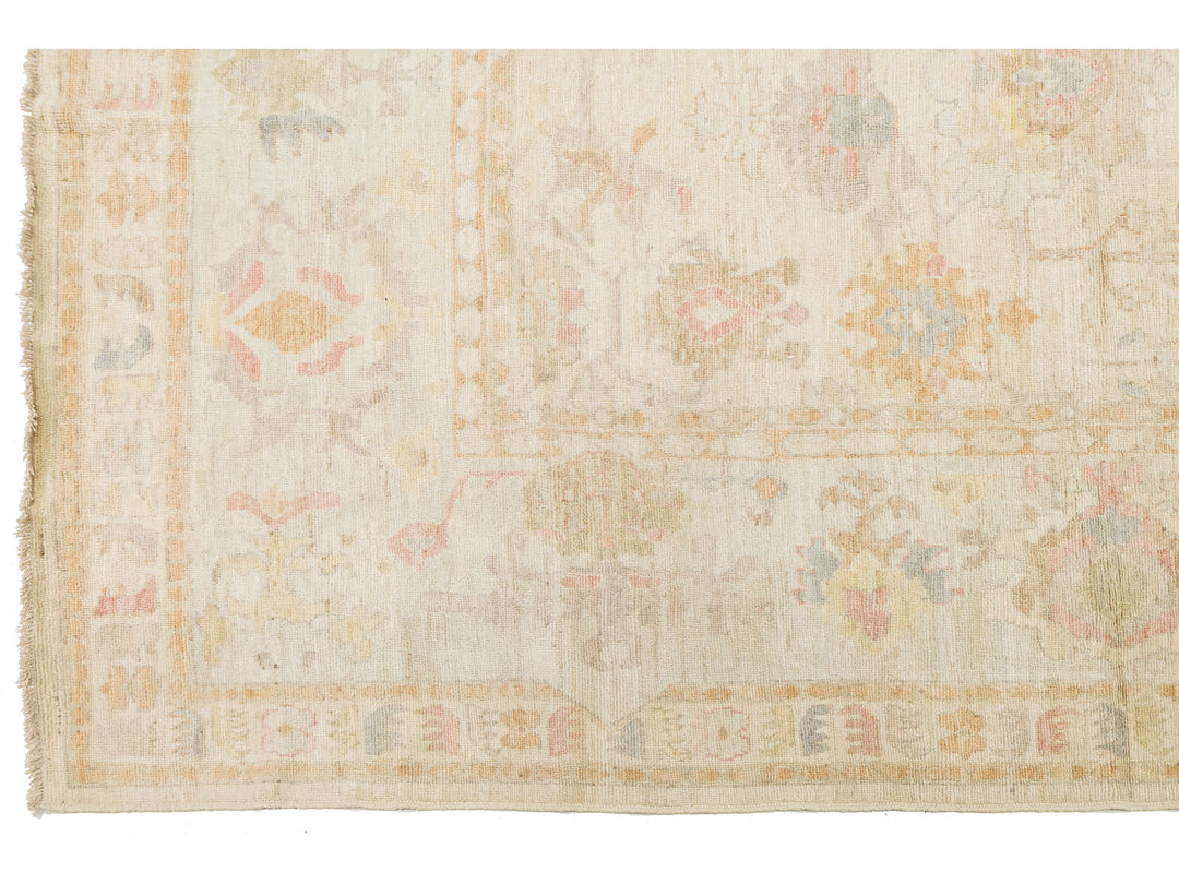 Modern Oushak Wool Rug 14 X 18