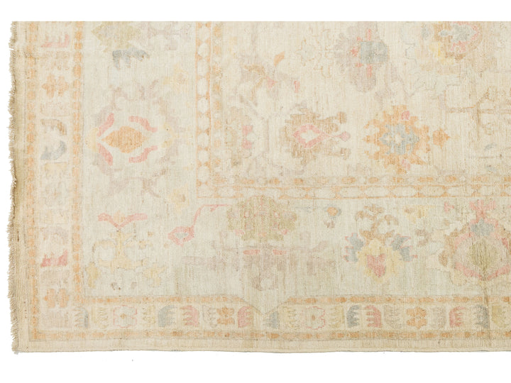 Modern Oushak Wool Rug 14 X 18