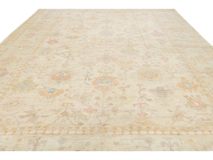 Modern Oushak Wool Rug 14 X 18