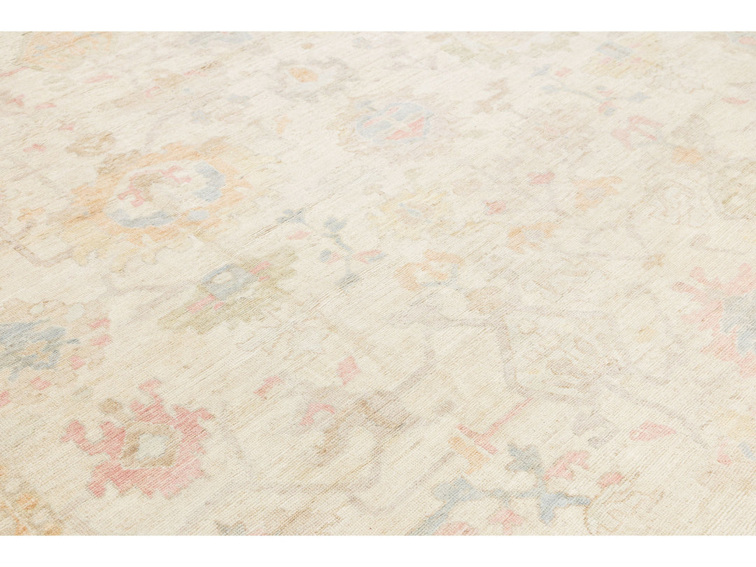 Modern Oushak Wool Rug 14 X 18