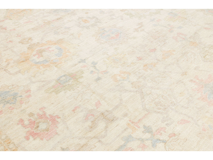 Modern Oushak Wool Rug 14 X 18