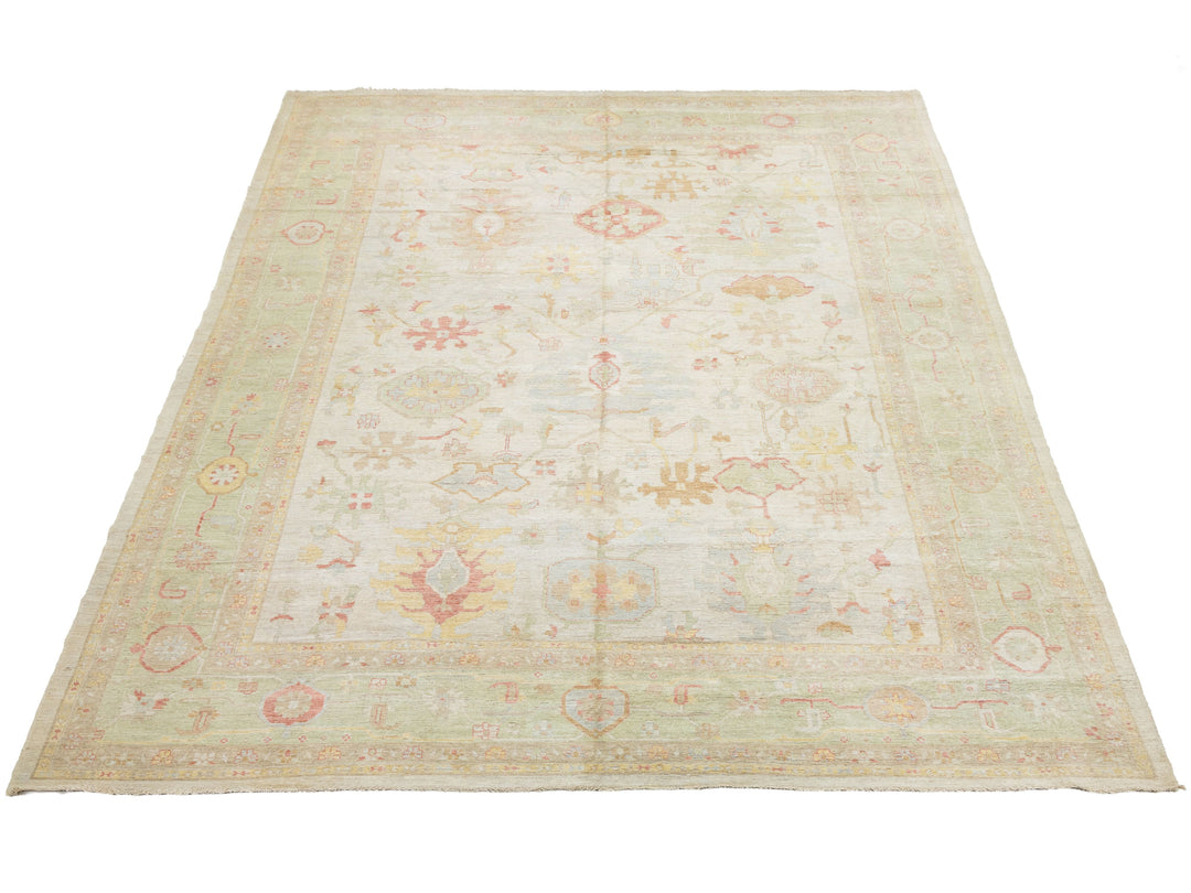 Modern Oushak Wool Rug 14 X 19