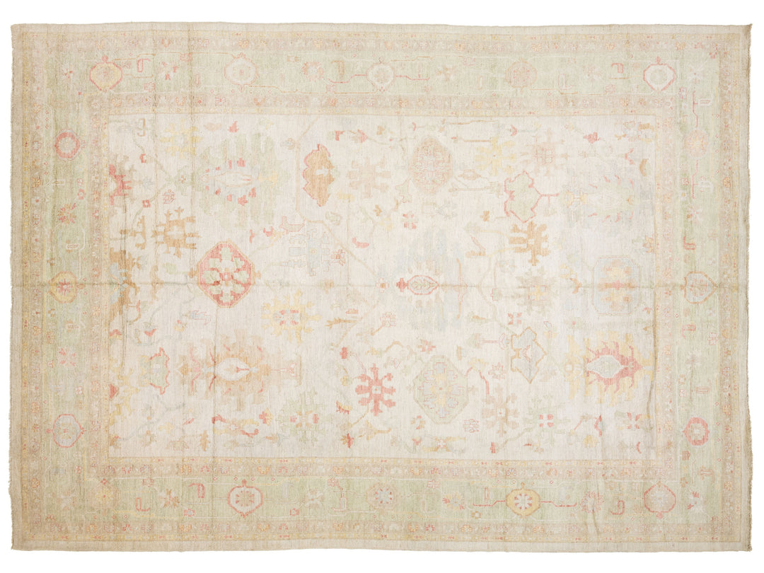 Modern Oushak Wool Rug 14 X 19