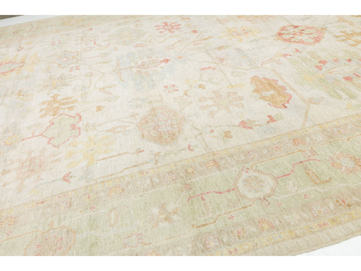 Modern Oushak Wool Rug 14 X 19