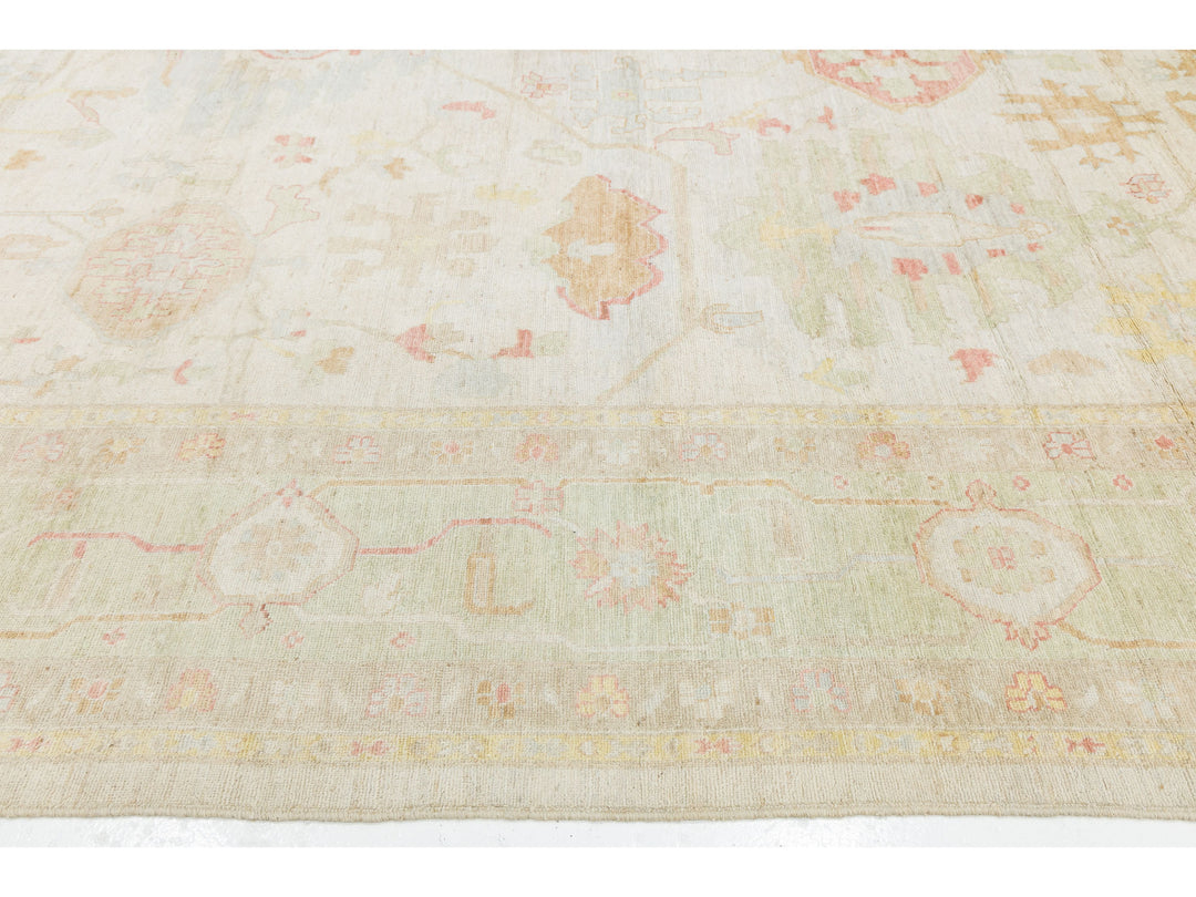 Modern Oushak Wool Rug 14 X 19