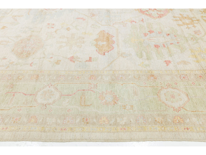 Modern Oushak Wool Rug 14 X 19